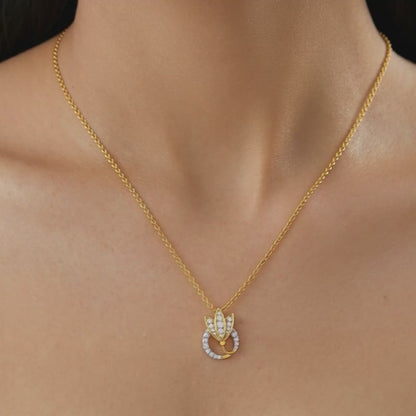 Gold Eternal Lotus Lab Grown Diamond Pendant