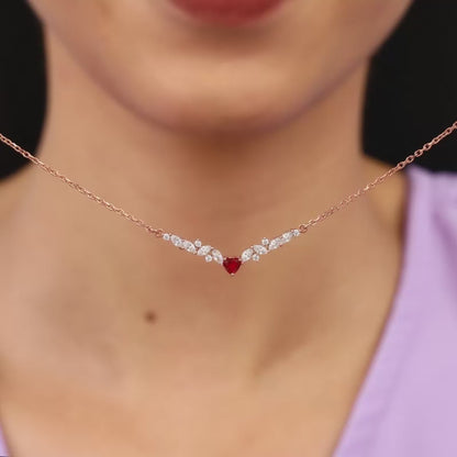 Rose Gold Red Heart Necklace