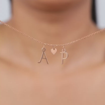 Rose Gold Personalised Love Initials Necklace