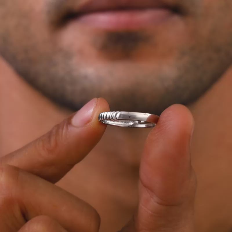 Silver Rope Ring for Him