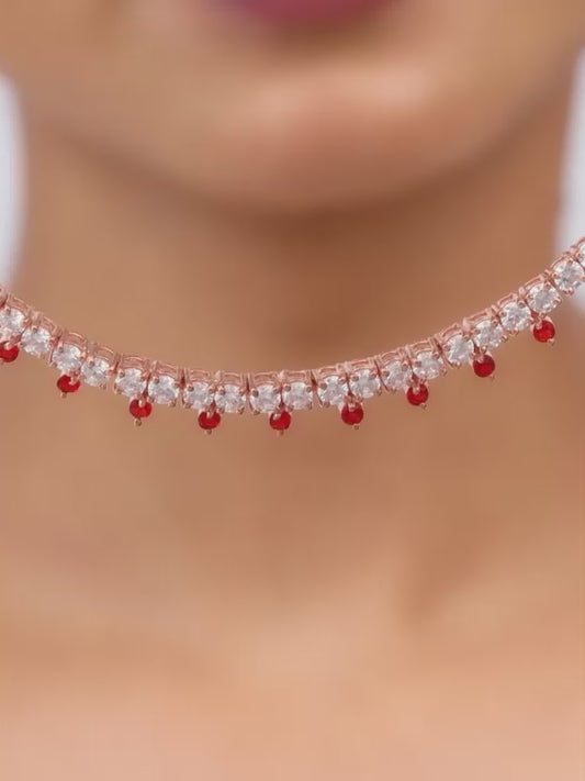 Rose Gold Passionate Heart Choker Necklace