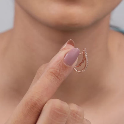 Rose Gold Cross Lab Grown Diamond J Hoop Earrings