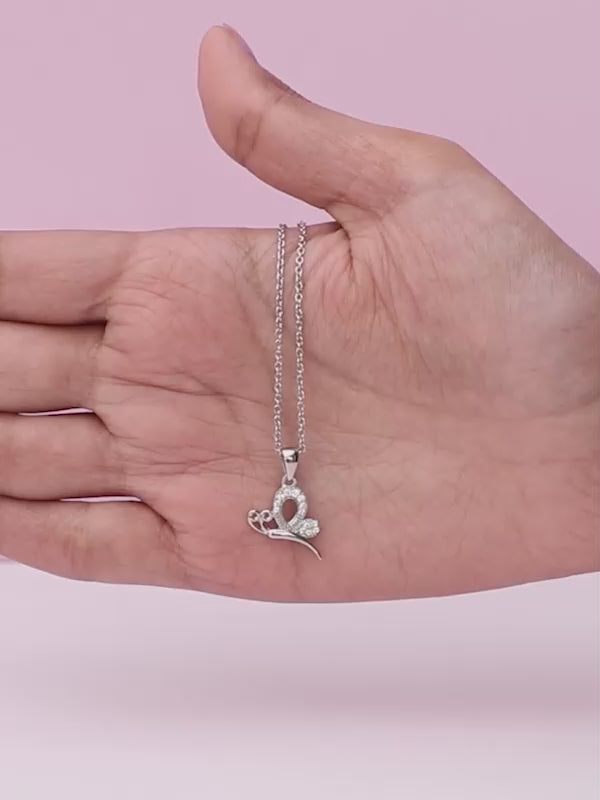 Silver Love Like A Butterfly Pendant With Link Chain