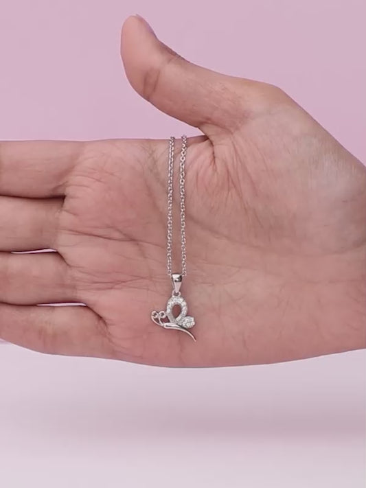 Silver Love Like A Butterfly Pendant With Link Chain