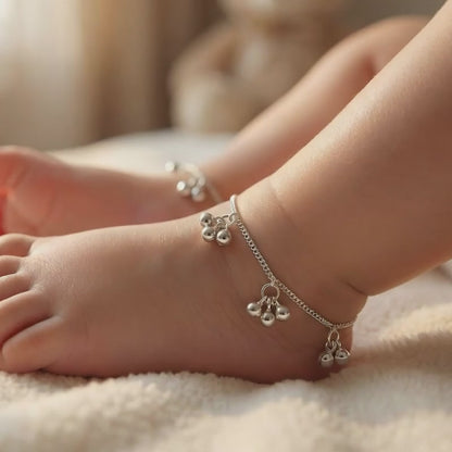 Silver Cute Orb Kids Anklets (0 - 1 Years)