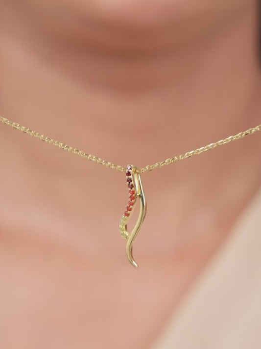 Golden Tanirika Pendant With Link Chain