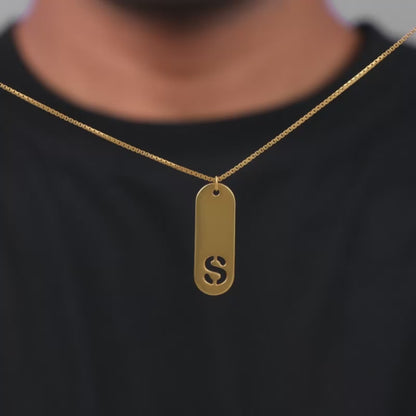 Golden Personalised Alpha Tag Initial Pendant For Him