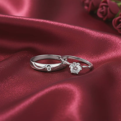 Silver One Beat Couple Rings