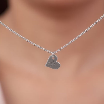 Silver Personalised Shy Heart Pendant