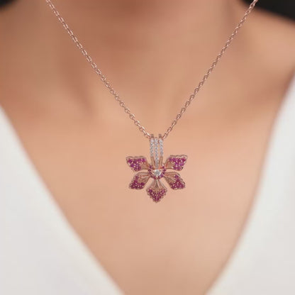 Rose Gold Rani Ebony Pendant with Link Chain