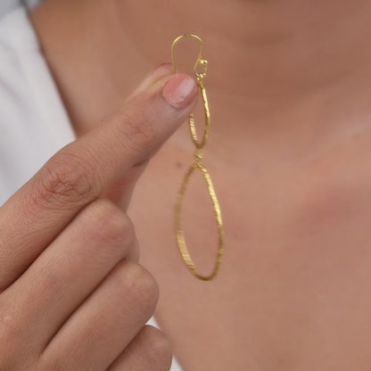 Golden Hammered Textured Hook Earrings