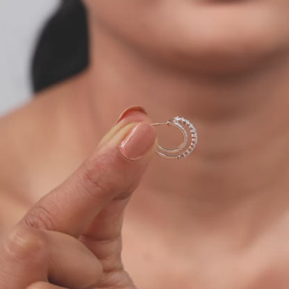 Rose Gold Crescent Moon Lab Grown Diamond Hoop Earrings