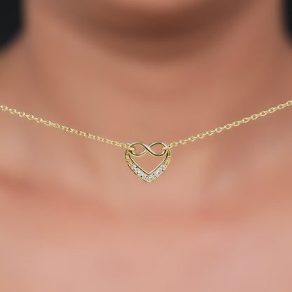 Golden Infinite Love in Heart Necklace