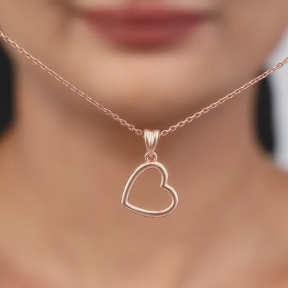 Rose Gold Line Heart Pendant with Box Chain