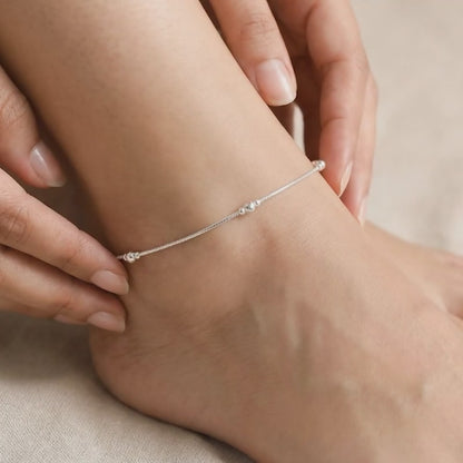 Silver Moon Beads Anklet