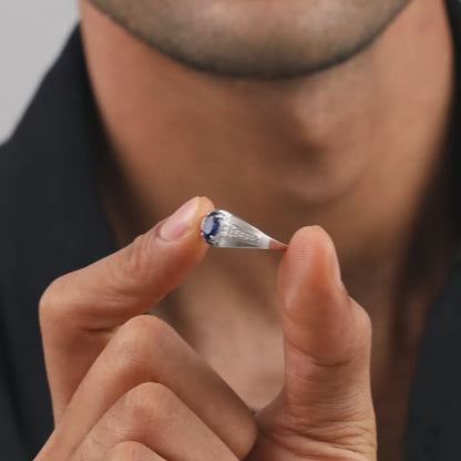Silver Azure Sentinel Ring For Him