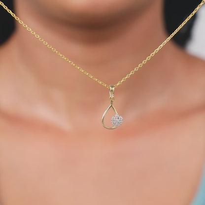 Gold Aqua Bloom Lab Grown Diamond Pendant