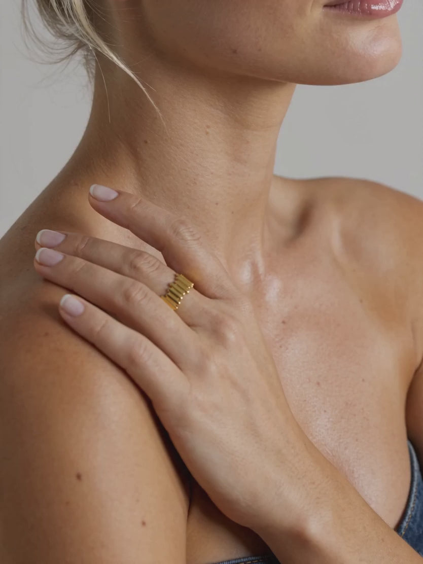 IXIA by GIVA Picket Gold Plated Ring (Size 20)