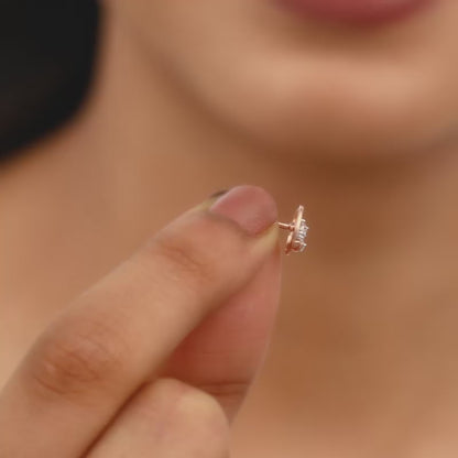 Rose Gold Floral Circle Diamond Earrings