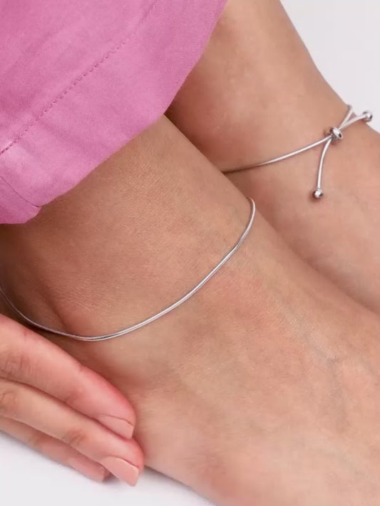 Silver Classic Slider Anklet