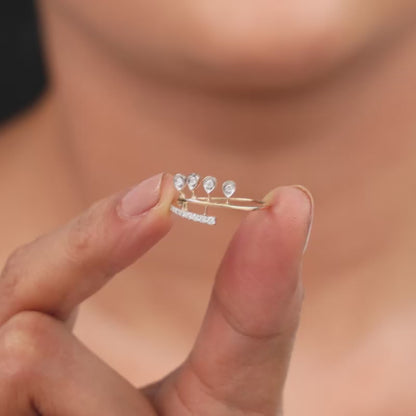 Gold Radiant Drops Lab Grown Diamond Ring