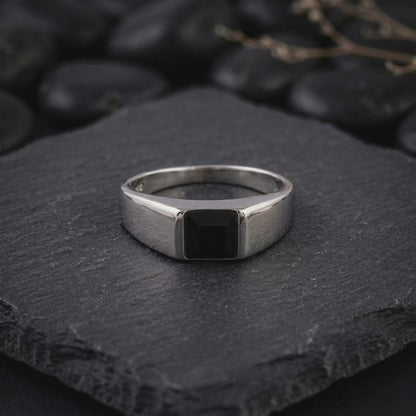 Silver Prince Onyx Ring For Him (Size 20)