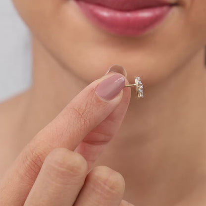 Gold Oval Lab Grown Diamond Stud Earrings