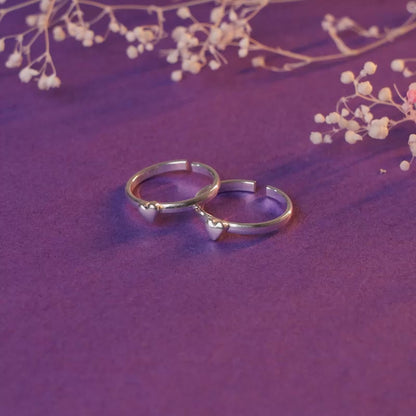 Oxidised Silver Heart Toe Rings