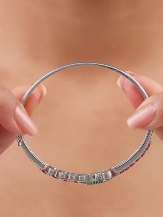 Silver Blooming Peacock Bracelet