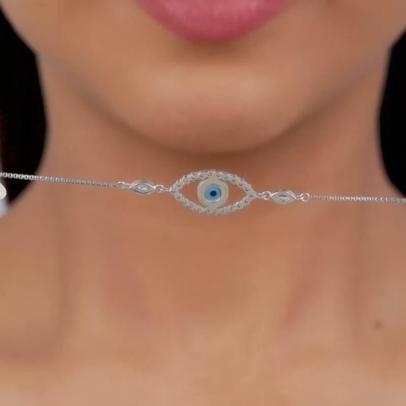 Silver Evil Eye Vibe Bracelet  - Silver Bracelet for women