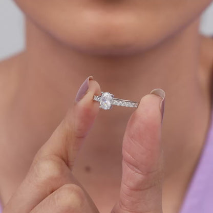 Silver Glowing Oval Ring