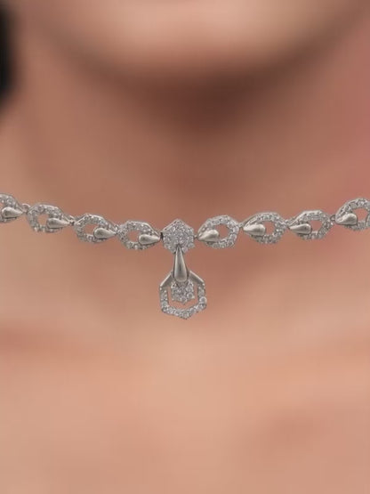 Silver Glittering Hexagon Necklace