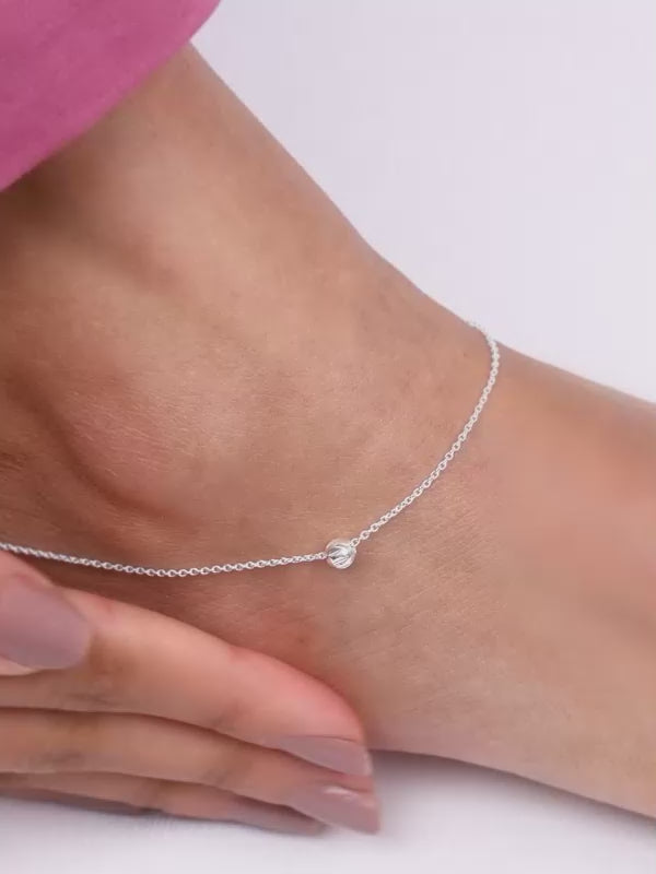 Silver Minimal Bead Anklet