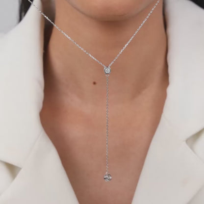 Silver Minimal Lariat Necklace