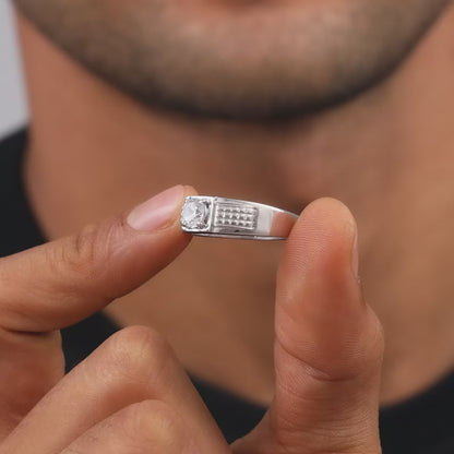 Silver Classic Stud Ring For Him