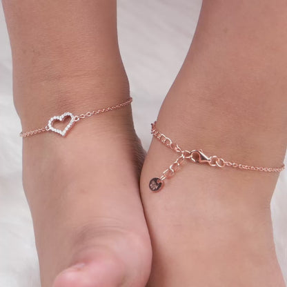 Rose Gold Heart Kids Anklet  (1-5 years)