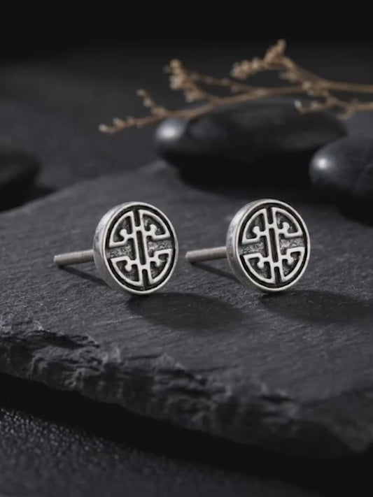 Oxidised Zen Circle Stud For Him