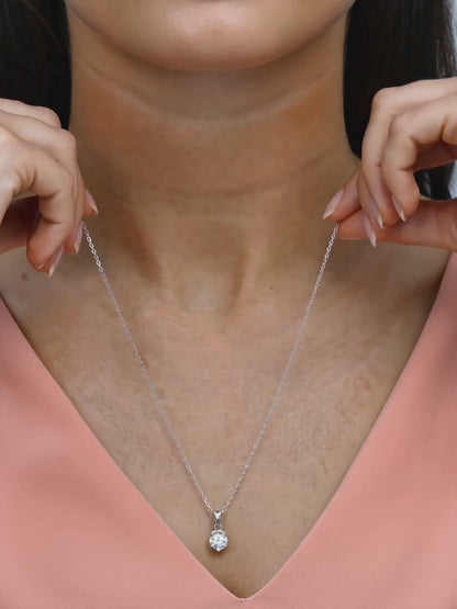 Silver Mini Solitaire Pendant with Link Chain