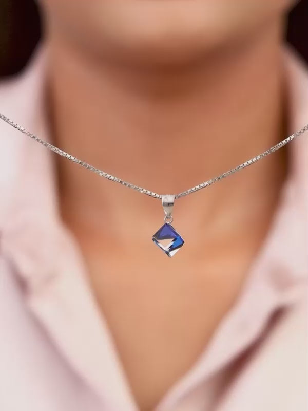Silver Mystic Prism Pendant with Box Chain