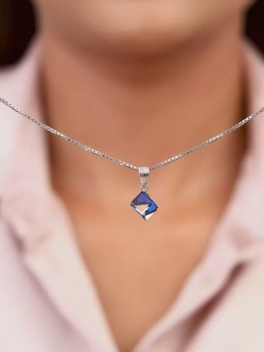 Silver Mystic Prism Pendant with Box Chain