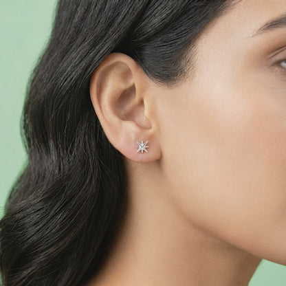 Silver Starburst Stud Earrings