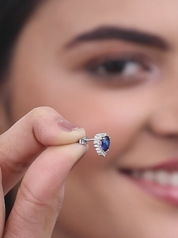 Silver Heart Of The Ocean Studs
