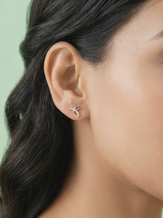 Golden Violet Whimsy Earrings