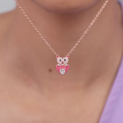 Rose Gold Cutie Heart Boo Kids Necklace