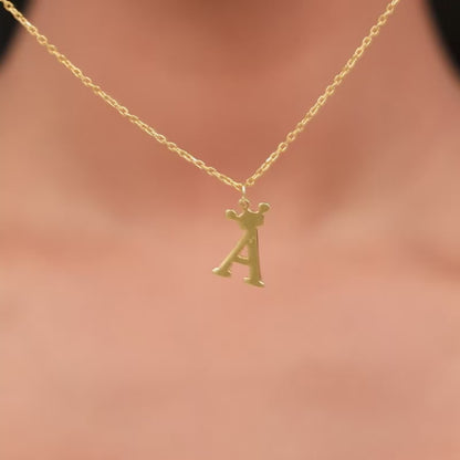 Golden Personalised Crown Initial Pendant