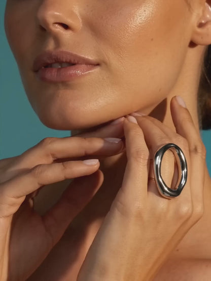 IXIA by GIVA Twisted Orbit Loop Stainless Steel Ring (Size 7)