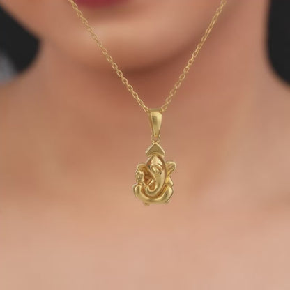 Golden Ganapati Pendant With Link Chain