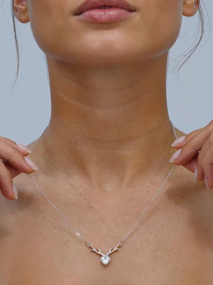 Silver Deer Heart Necklace