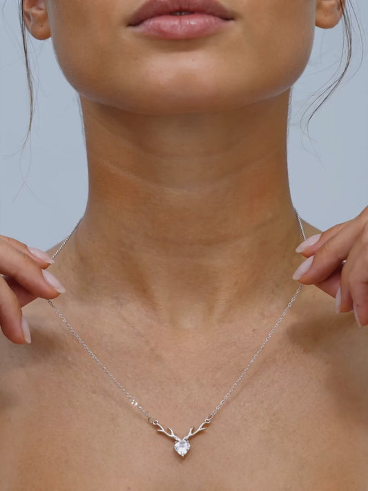 Silver Deer Heart Necklace