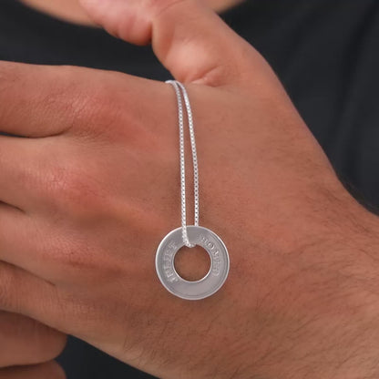 Silver Personalised Circular Pendant For Him